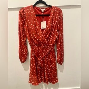 LC Lauren Conrad red flowered tie dress